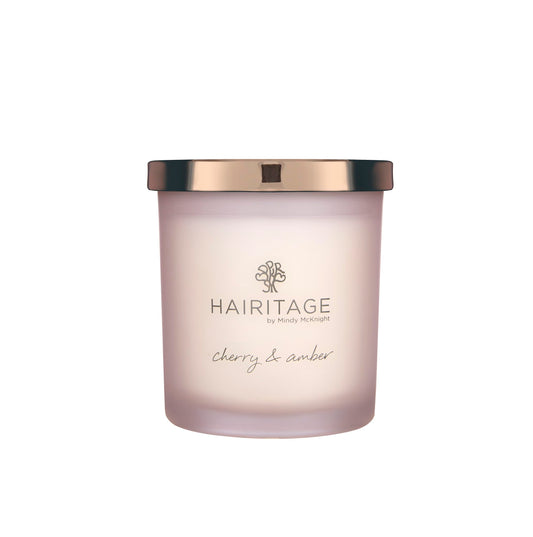 Hairitage Light Me Up Cherry & Amber Scented Candle - Cotton Wick & Soy Wax Blend - Aromatherapy Single Wick Candle - Relaxing Candle Gift for Women and Men - 7 oz. Jar