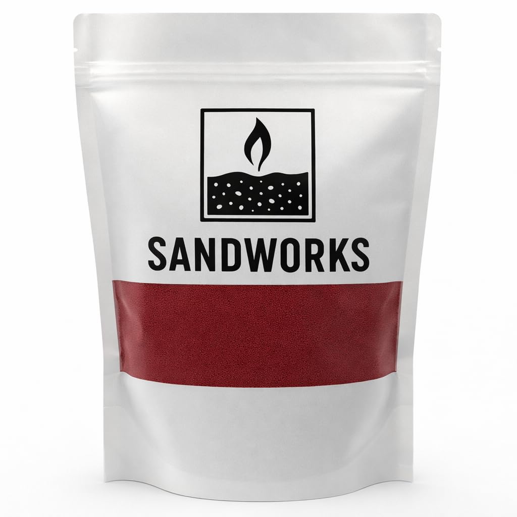 SANDWORKS Sand Wax Candle Making Kit – 5 Wooden Wicks & 15 Cotton Wicks, 500 g Premium Fragrance-Free Sand Wax (Ember Red)