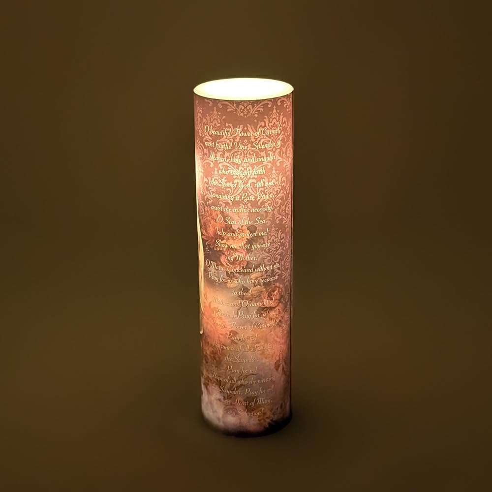 THE SAINTS COLLECTION Our Lady of Mount Carmel LED Flameless Devotional Prayer Candle