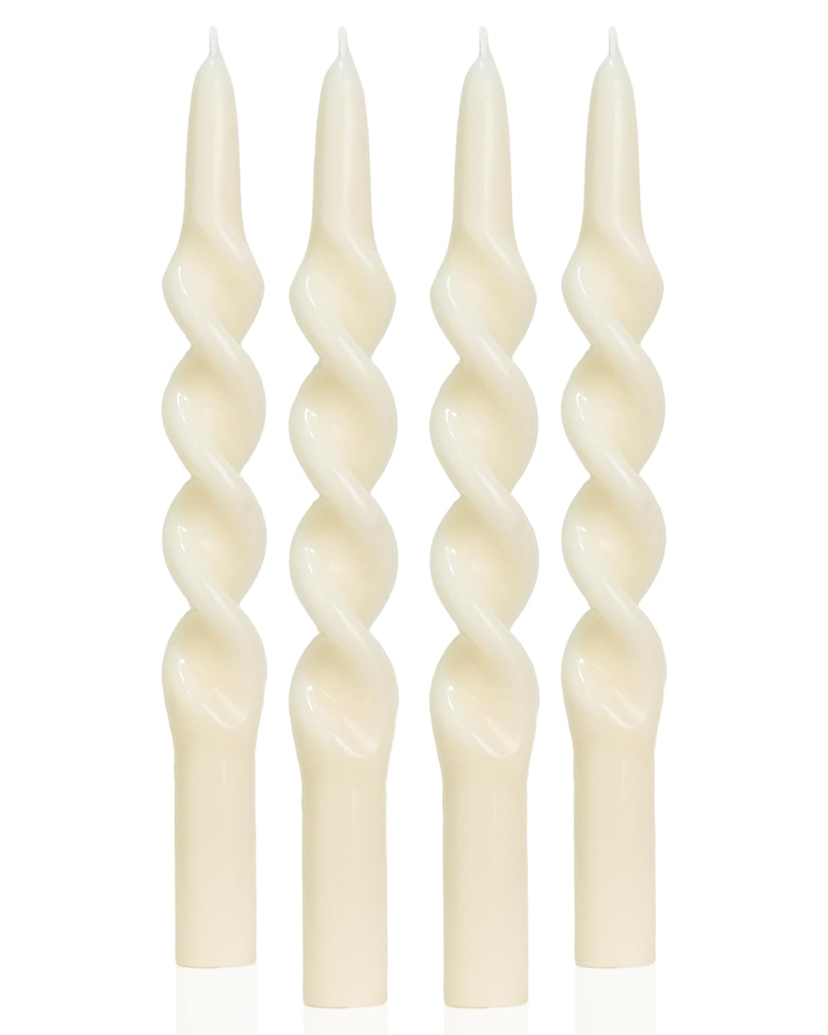 MAITREYA Tall Taper Candle Stick Ivory Spiral Taper Candles for Decoration Weddings Party Church-Unscented Dripless Candles Set of 4 10inch(C-Ivory-new)