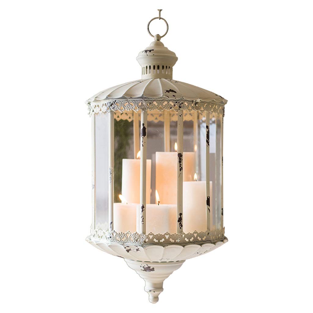 XILIN-1987 Candle Holderss French Hanging Candle Holder Iron Glass Candlestick Retro Dining Table Home Furnishings Decorative Candlestick