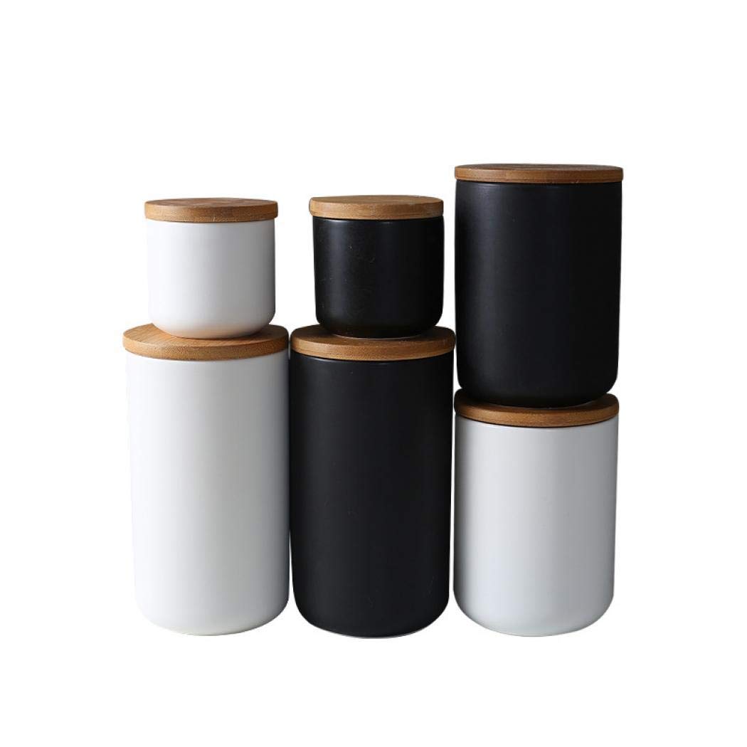 MilkyWay Food Storage Jar Strong Ceramic Storage Canisters with Airtight Seal Bamboo Lid Modern Design Seal Damp-Proof Kitchen Jar for Coffee, Tea, Spice and More (White(M: 27oz/800ml))
