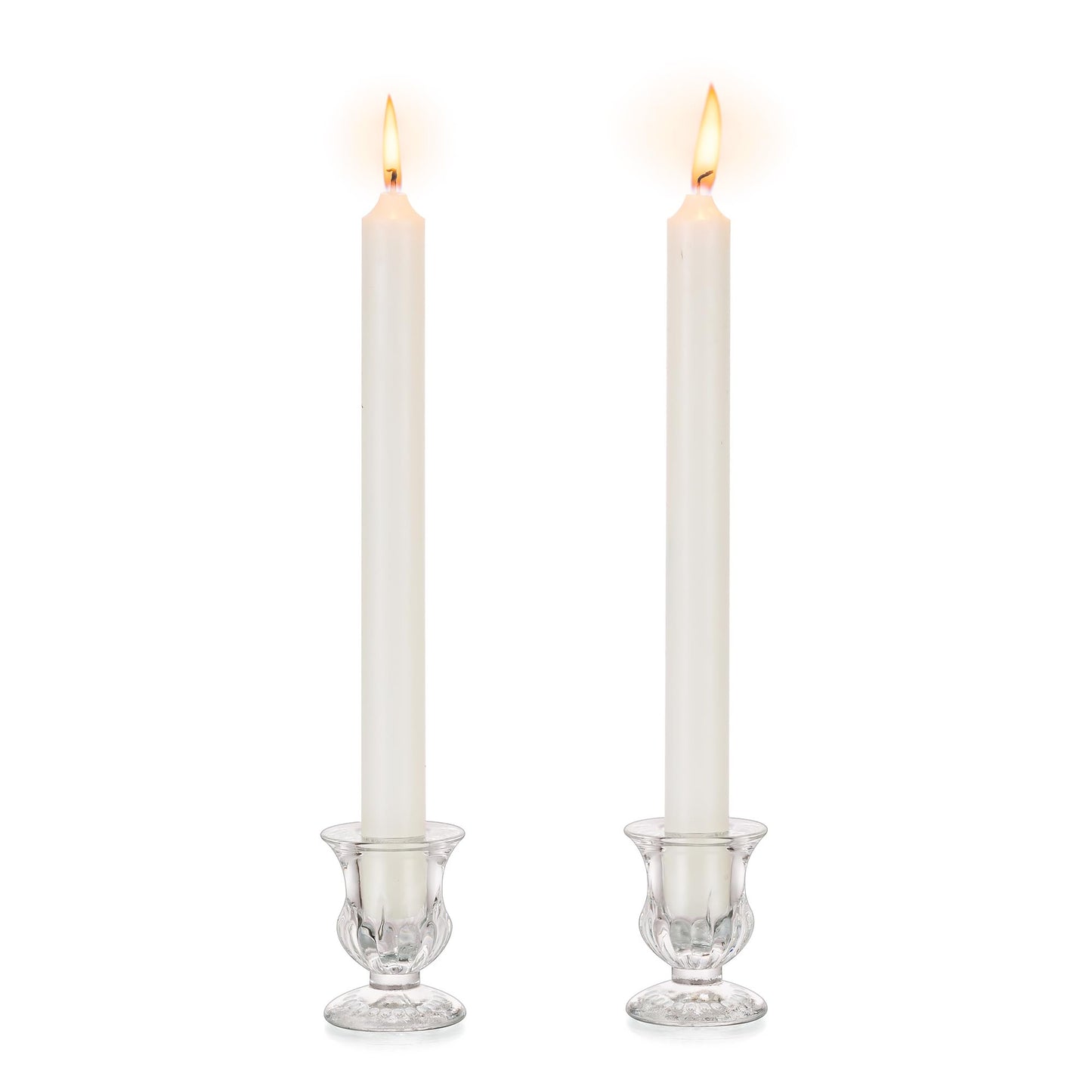 Inweder Glass Taper Candle Holders: Crystal Clear Candlestick Holders Modern Small Candle Stick Holder for Wedding Table Centerpiece Party Dinning Home Christmas Set of 2