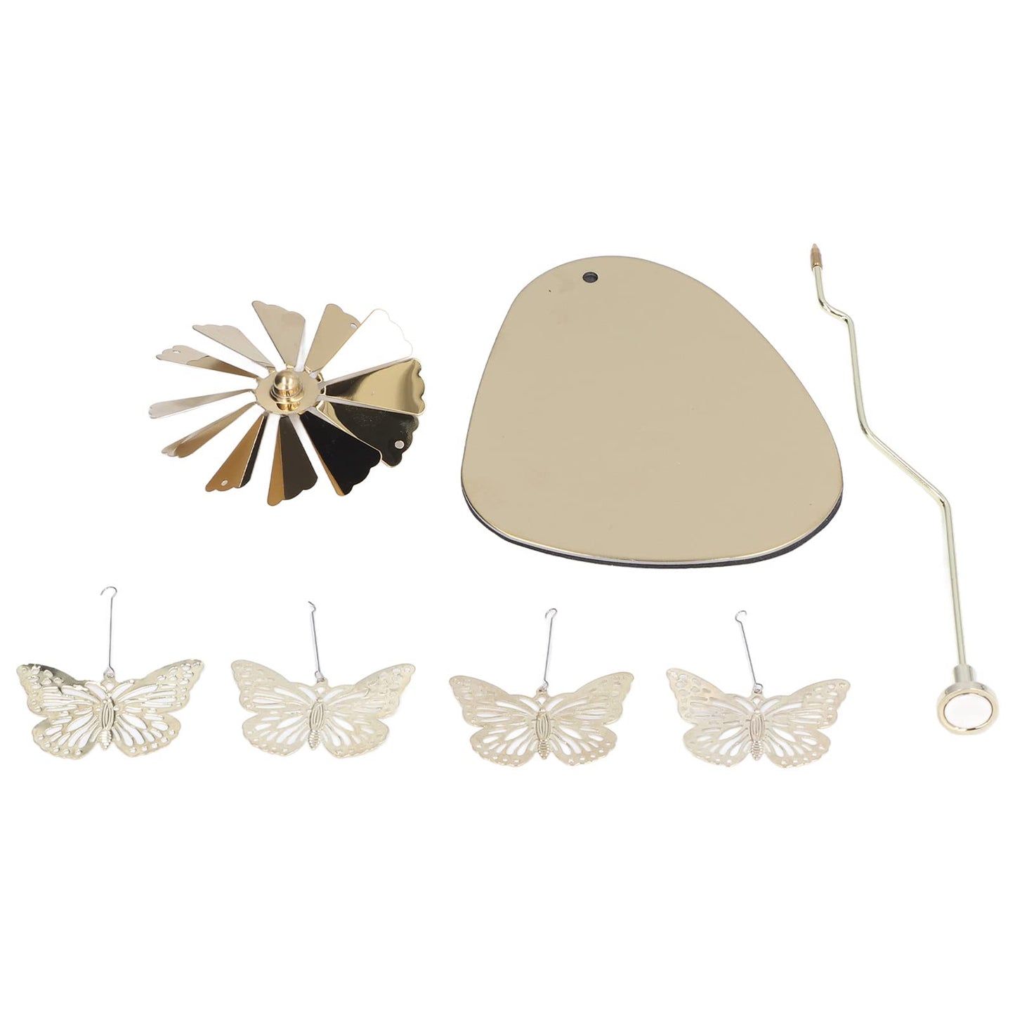 Candle Holder, Rotating Candle Holder, Round Plate Romantic European Stainless Steel Aromatherapy Candle Holder, Candlestick Holders Golden Butterfly (No Candle Cup)