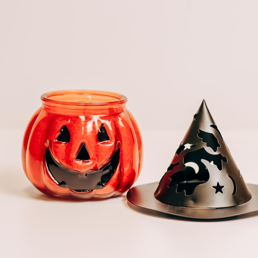 A Cheerful Giver Punky Pumpkin Jar Candle - Fun and Spooky Candle for Halloween Decorations - Uniquely Shaped Candle Jars for Indoor/Outdoor Decor - Papa's Pumpkin Pie Scent - 10 Oz