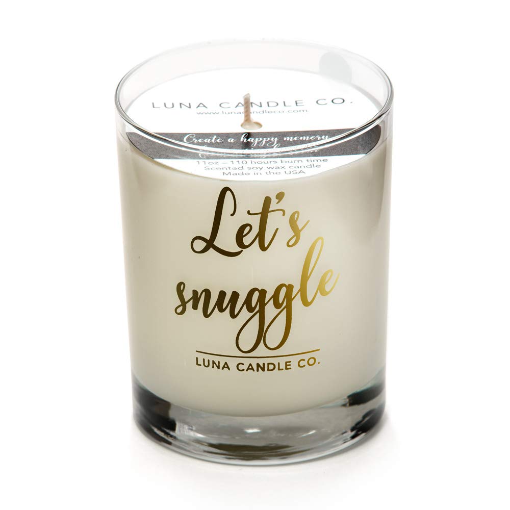 Summer Decor Lavender Jar Candle with Hints of Geranium, Luxurious Soy Wax 11oz. Glass, Long Burning Up to 110 Hours of Burn Time, Low Smoke, Aromatherapy, Spa- Let's Snuggle