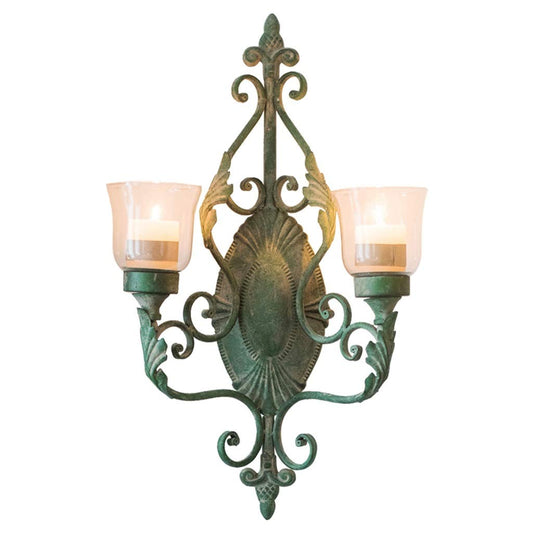 XILIN-1987 Candle Holderss Do The Old Vintage Wrought Iron Decorative Wall Lamp Grocery Garden Courtyard Wall-Mounted Candlesticks Decorative Candlestick