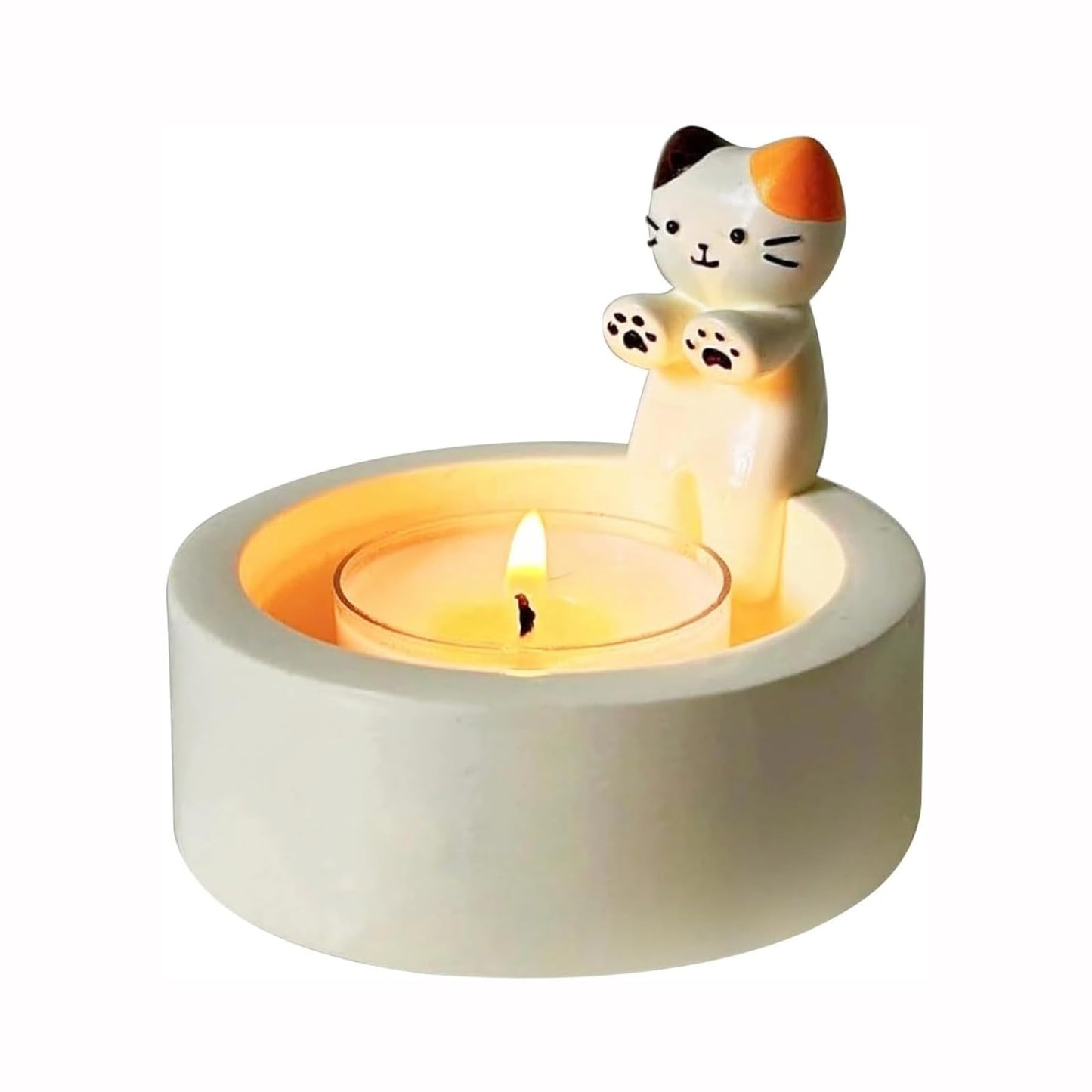 MOONDKIST Candle Holder, Cartoon Animals Candle Holder Decor, Cute Resin Candlestick Holders, Girl Gifts for Wome (Cat)