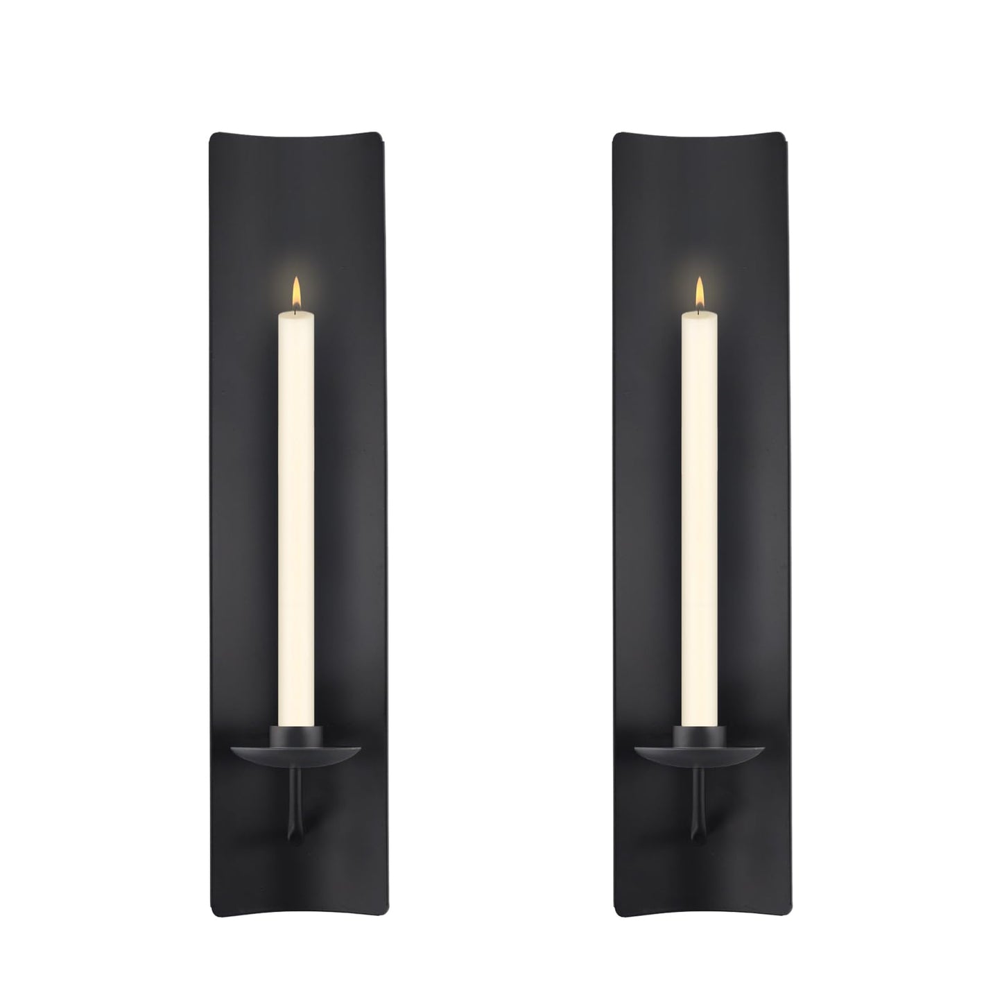 OYEFLY 2 Pcs Candle Sconces,Metal Wall Candle Holders (Black)