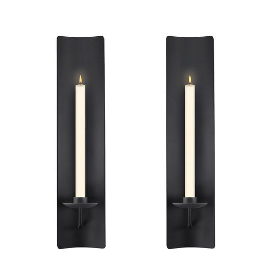 OYEFLY 2 Pcs Candle Sconces,Metal Wall Candle Holders (Black)