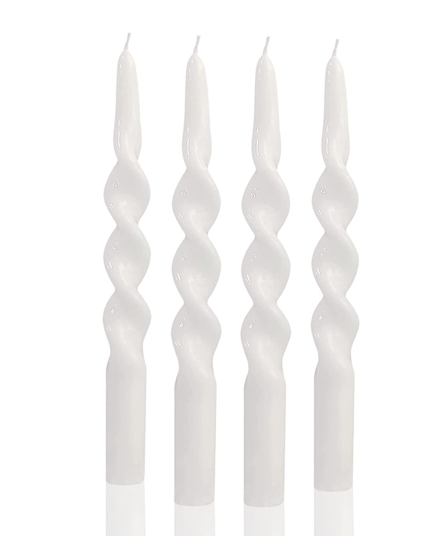 MAITREYA White Taper Candles Conical Stick Candles Spiral Taper Candles-Set of 4 for Decoration Weddings Party Church-Unscented Dripless Candles,10inch(C-White)