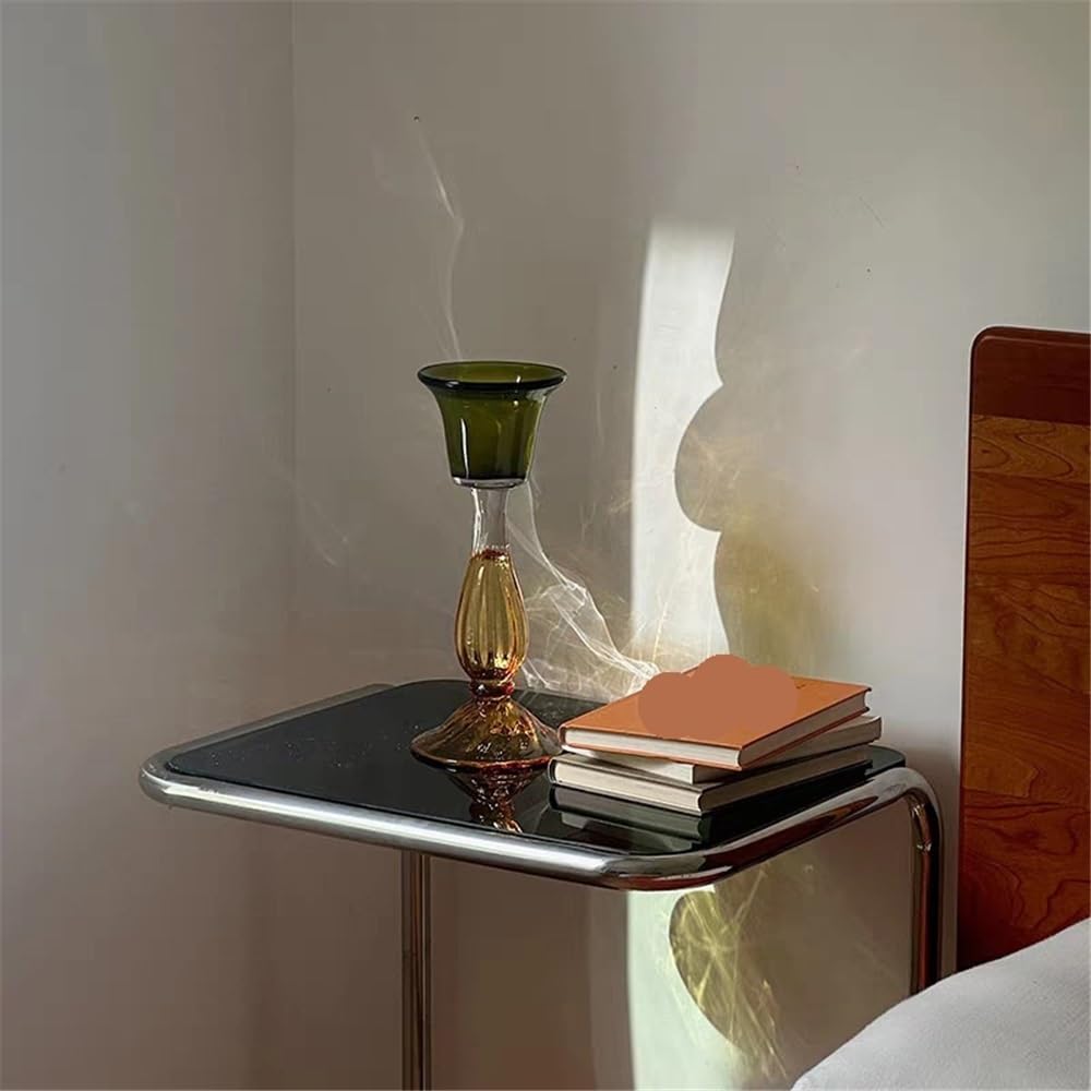 Candle holders Second hand transparent single head candle holder made of high quality glass, green decorative aromatherapy candle holder Decorative candle holder
