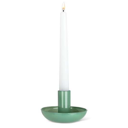 Abbott Collection Small Pipe Taper Candle Holder - Glass, Green (3.5" D)