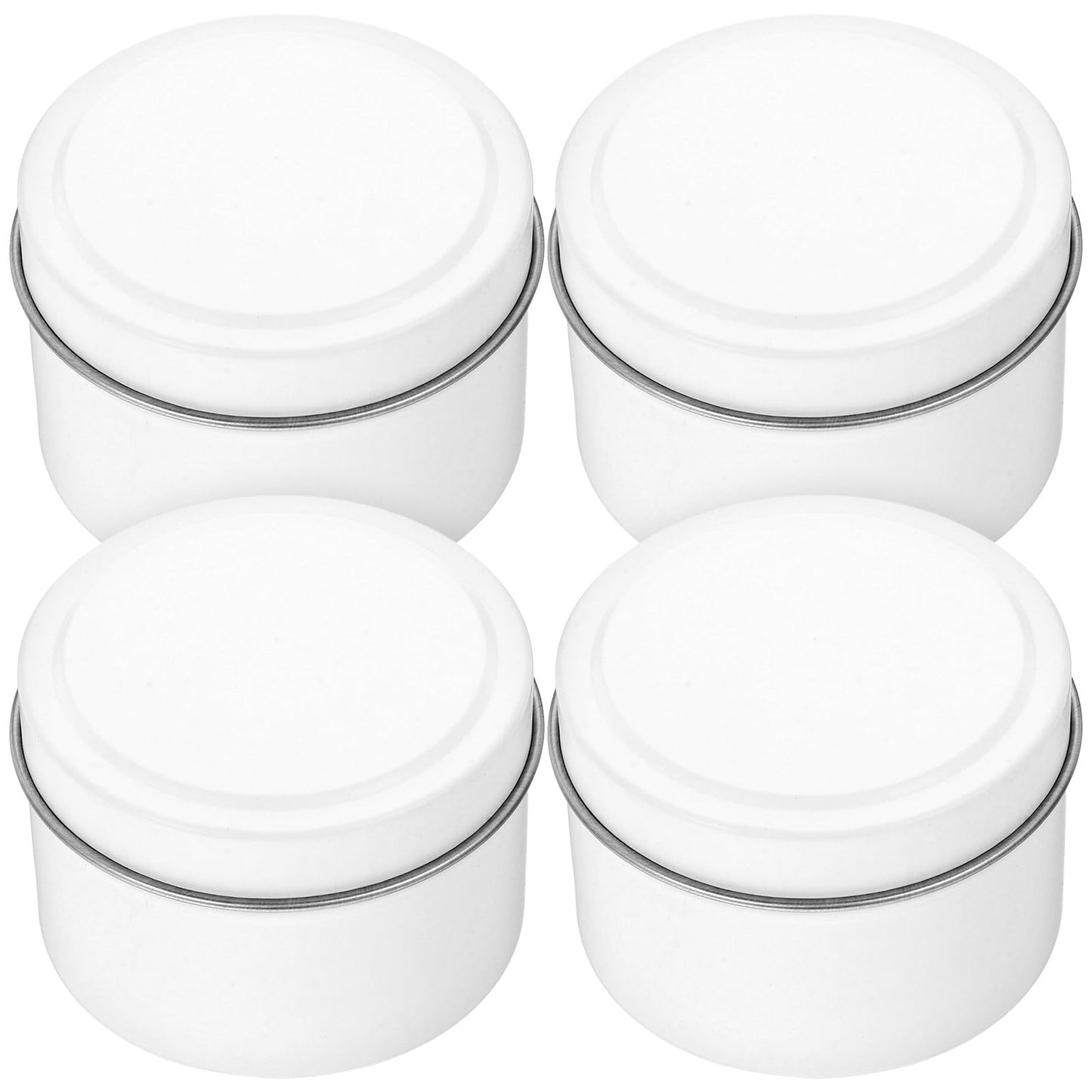 ARTIBETTER 4oz Aromatherapy Candle Tins Set of 4 Metal Tea Light Candle Holders with Lids Jars for Travel and Packaging White Exterior Silver Interior