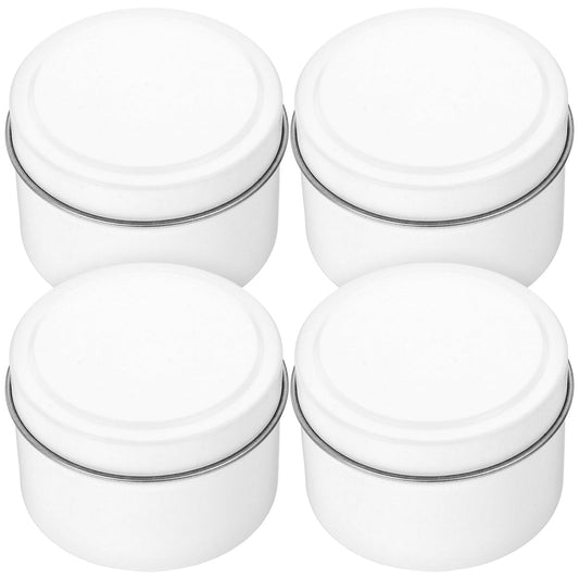 ARTIBETTER 4oz Aromatherapy Candle Tins Set of 4 Metal Tea Light Candle Holders with Lids Jars for Travel and Packaging White Exterior Silver Interior