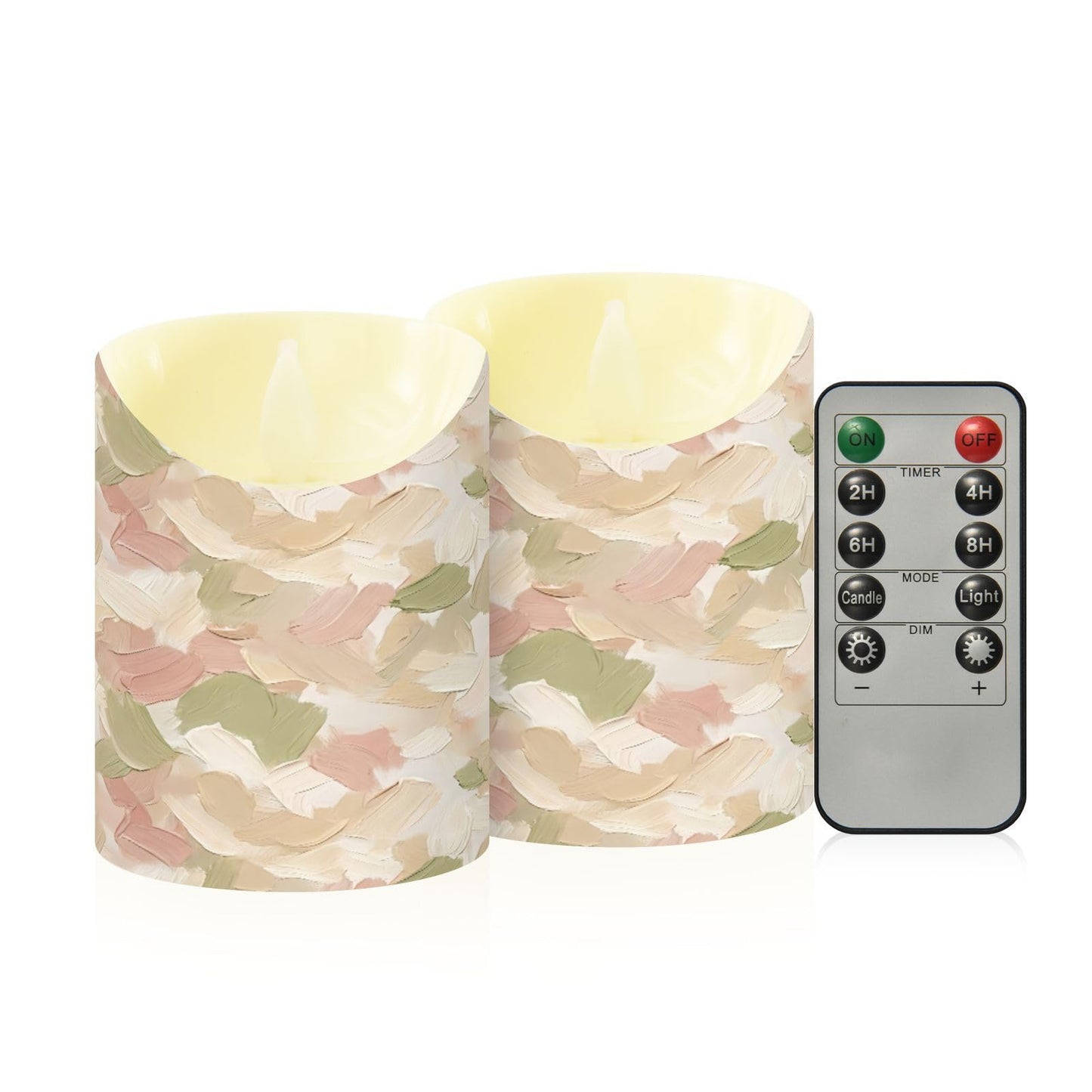 Gravopti Strokes 2 Pack Flameless LED Pillar Candles with Remote & Timer, Battery Operated, Flickering Wax Candle for Wedding, Romantic Home & Party Decor