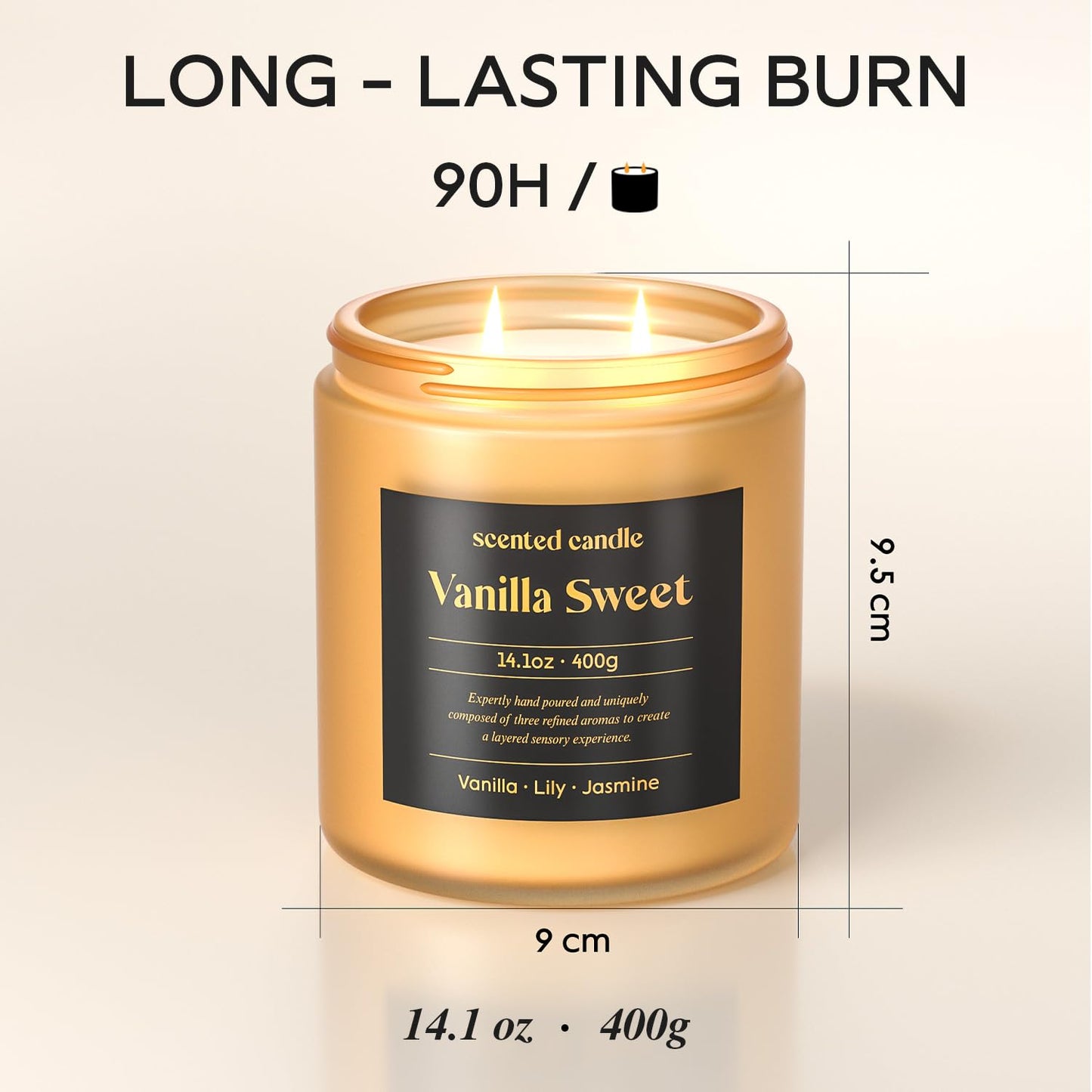 CHILLFLAME Vanilla Candle, 14.1 oz Scented Candles for Home, 2 Wicks Blended Scents Candles for Women and Men, Birthday Gifts for Women (Vanilla+Lily+Jasmine)