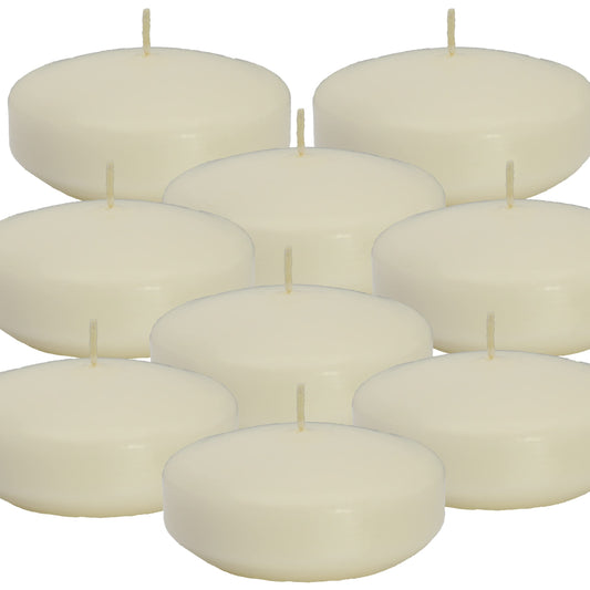 CandleNScent Unscented Floating Candles | Large 3 Inch - Fits in 3 Inch Vase and Above | Ivory| Floats On Water | Pack of 12