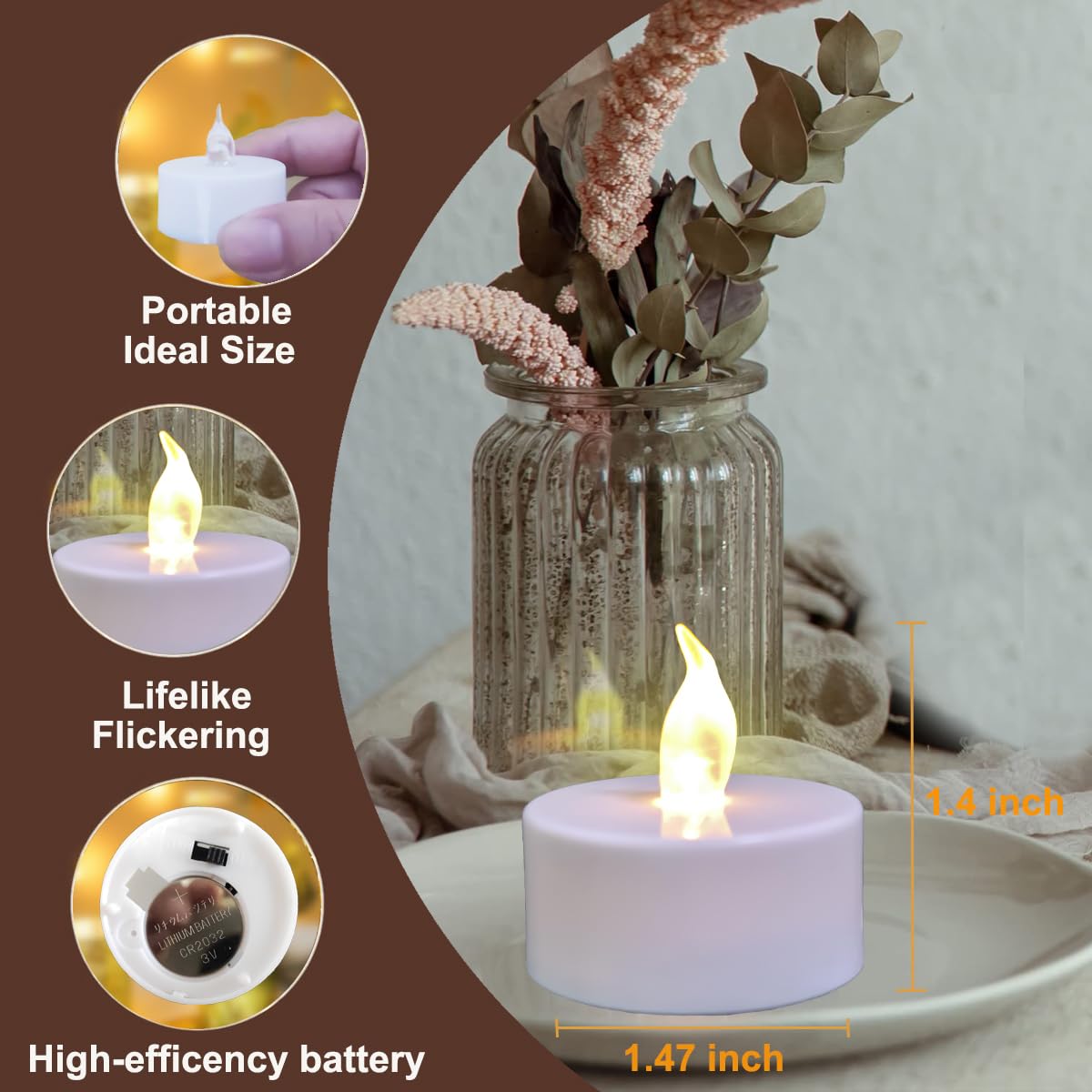 Jialine Remote flameless led Tea Light Candles with Timer,Realistic Flickering tealight Candles with Remote,Safe Decorative Lighting for Christmas,Wedding,Home Decor (Warm White 24 Pack)