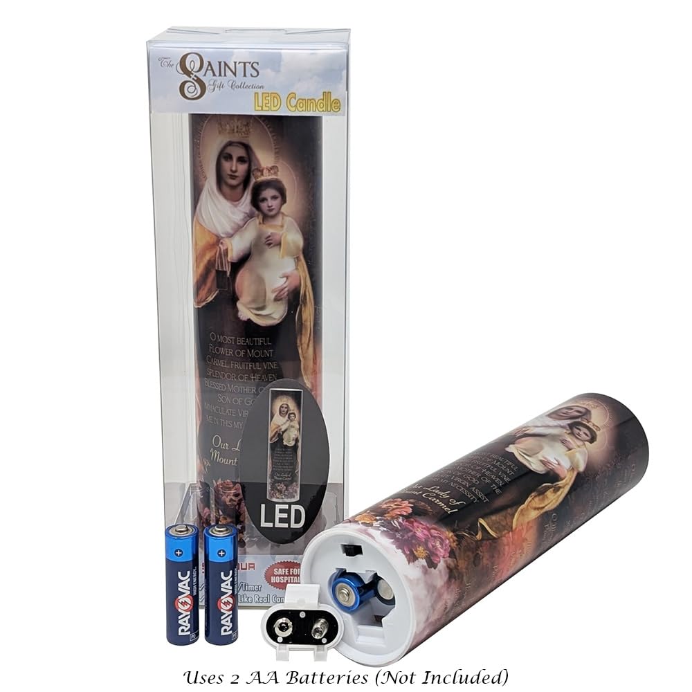 THE SAINTS COLLECTION Our Lady of Mount Carmel LED Flameless Devotional Prayer Candle