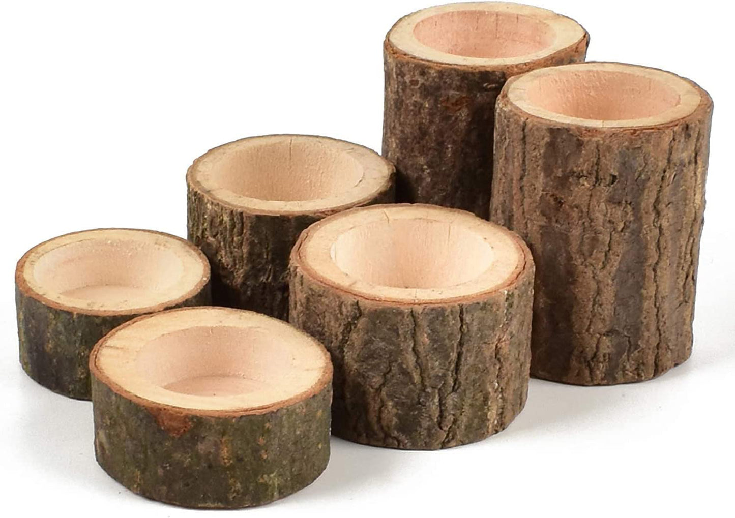 Tesytto Wooden Tea Light Candle Holders Set of 6, Personalized Natural Wooden Votive Tealight Holder for Rustic Centerpieces for Table, Great for Home, Wedding Various Festivals Decoration