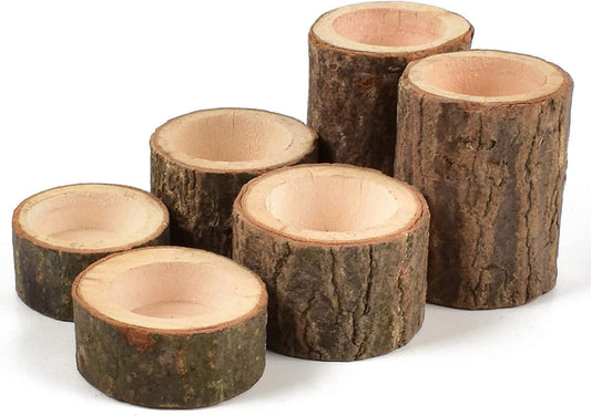 Tesytto Wooden Tea Light Candle Holders Set of 6, Personalized Natural Wooden Votive Tealight Holder for Rustic Centerpieces for Table, Great for Home, Wedding Various Festivals Decoration