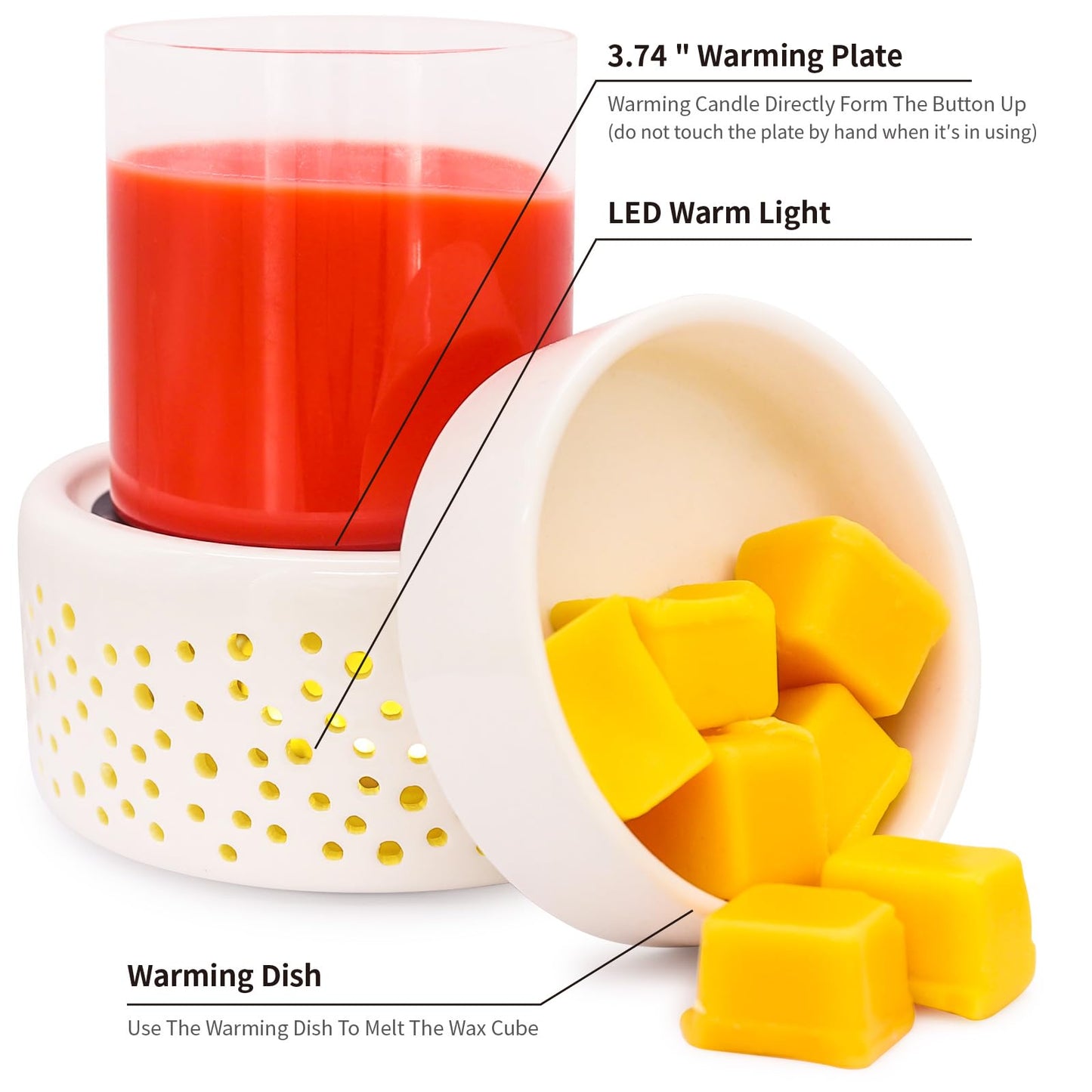 VICTORIA AROMA Ceramic Wax Melt Warmer - LED Night Light Candle Wax Warmer for Scented Wax, Electric Fragrance Wax Melter for Home, Office, Bedroom Decor, and Gifts