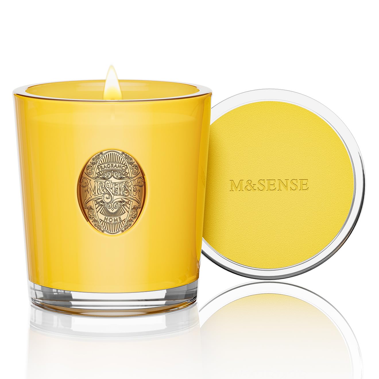 M&SENSE Natural Soy Candle | Sugared Lemon & Yellow | 9.2 oz, 50H Burn Time | Luxury Scented Candle for Relaxation, Gifting, Home Décor | Ideal for Bedroom, Office, Party Ambiance