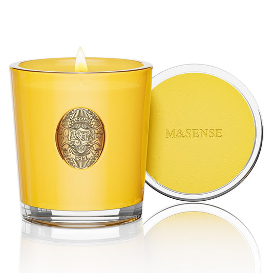 M&SENSE Natural Soy Candle | Sugared Lemon & Yellow | 9.2 oz, 50H Burn Time | Luxury Scented Candle for Relaxation, Gifting, Home Décor | Ideal for Bedroom, Office, Party Ambiance