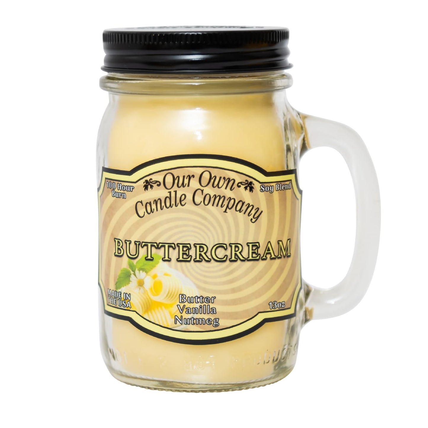 Our Own Candle Company, Buttercream Scented Mason Jar Candle, 100 Hour Burn Time, 13 Ounces