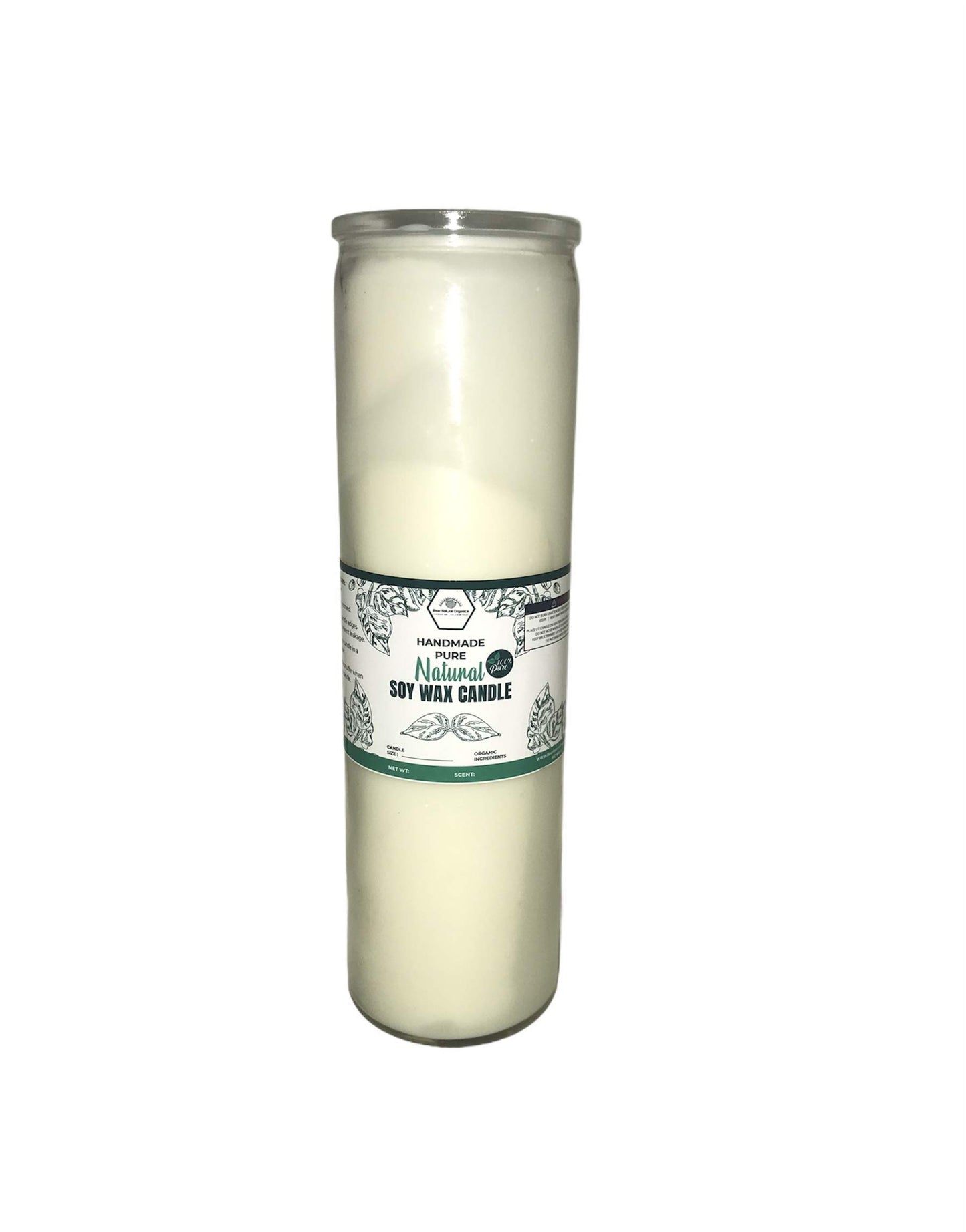 7 Day Prayer Candle | Alter | Glass Unscented Natural Pure Organic Plant-Based Dye Free Soy Wax 2 inches x 9 inches Pillar Candle