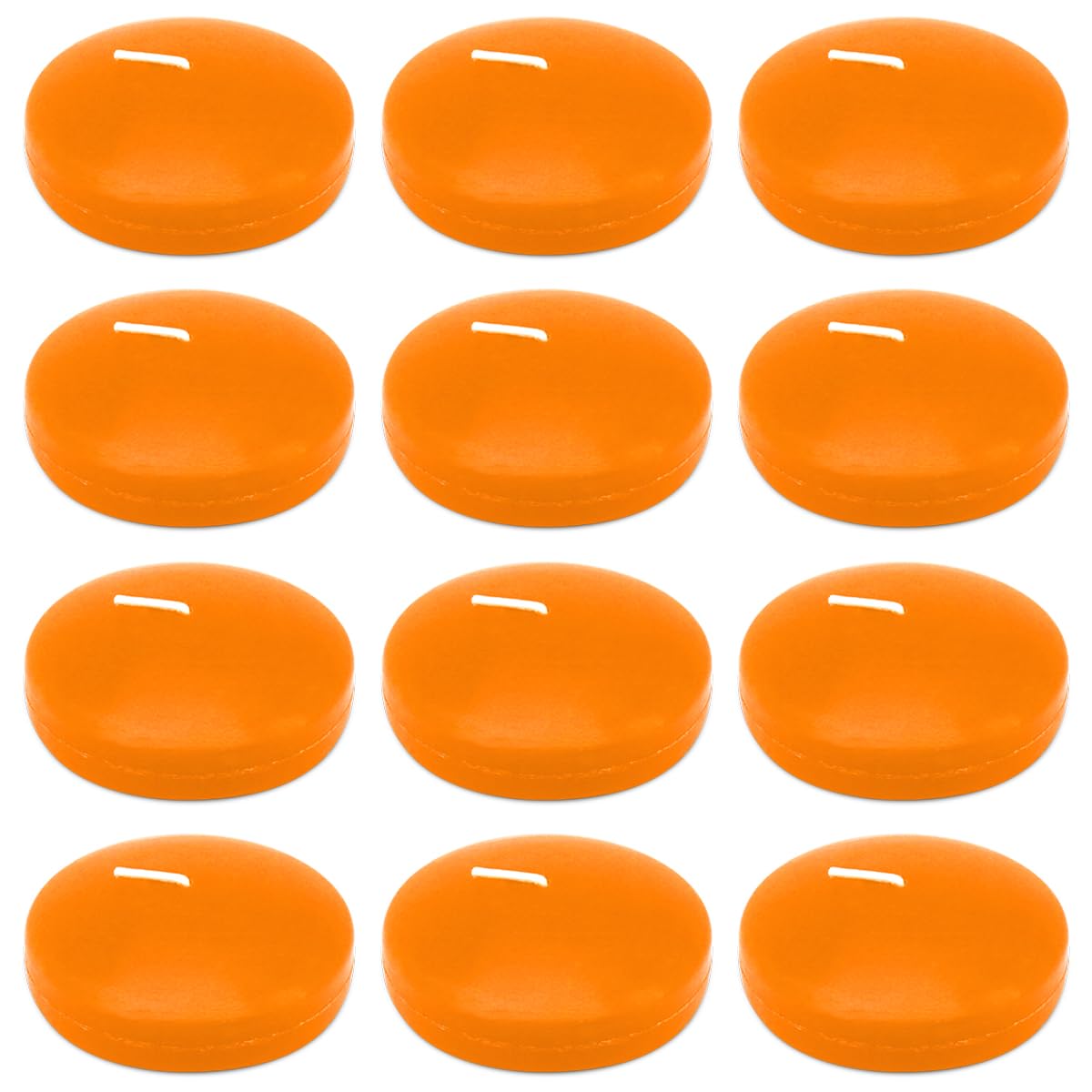 24 Packs 2 Inch Orange Floating Candles, Small Unscented Dripless Pool Water Wax Candles for Cylinder Vase, Centerpiece at Wedding, Party, Holiday, Thanksgiving Day- 6 Hour Burning
