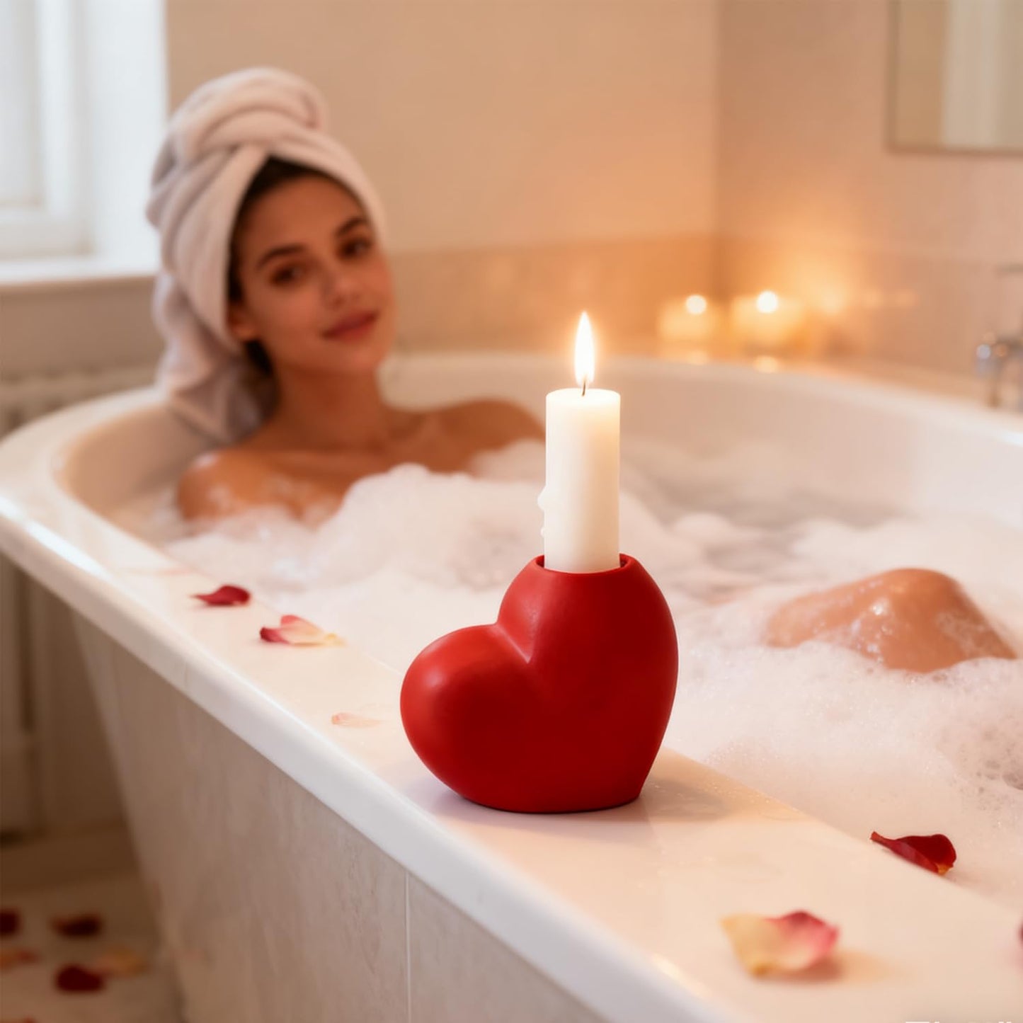 Candlestick Holders, Heart Taper Candle Holder, Candle Holders for Pillar Candles, Love Candle Holder for Valentine's Day Weddings Holiday Fireplace Party Housewarming&Christmas Décor Dining Home-084