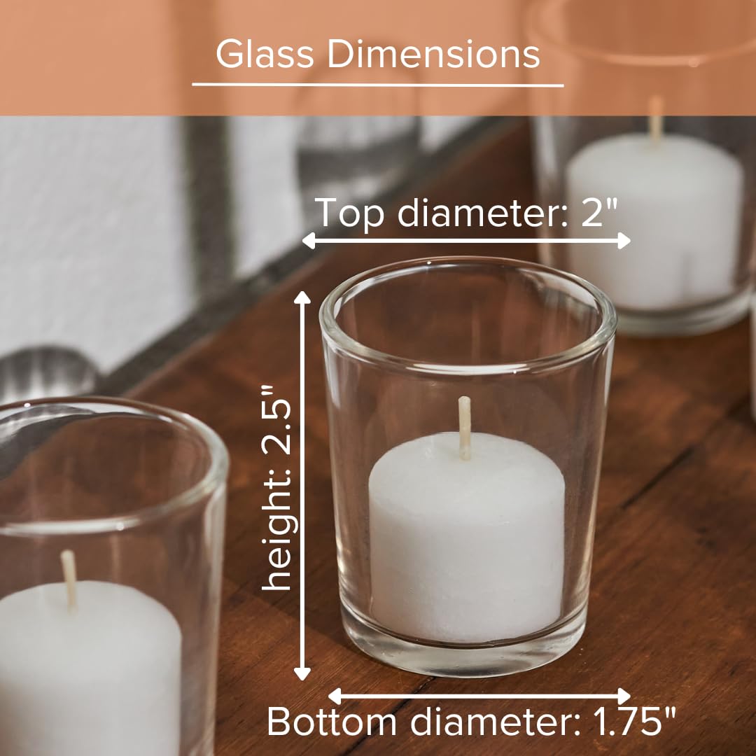 Simply Soson Votive Candles Bulk, 24 White Votive Candles with Glass, 10 Hours Burn time, Small Candles, Bulk Candle, Unscented Candle Votives for Wedding, Birthday, Holiday & Home Decor