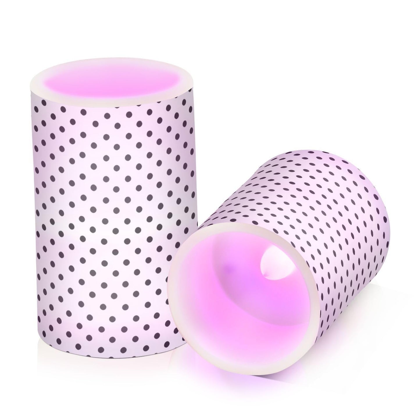 Gravopti Black White Polka Dot Flameless LED Pillar Candles Set, Battery Operated with Remote Timer, 3" x 5" & 3" x 4" Indoor Outdoor Decor (2 Pack)