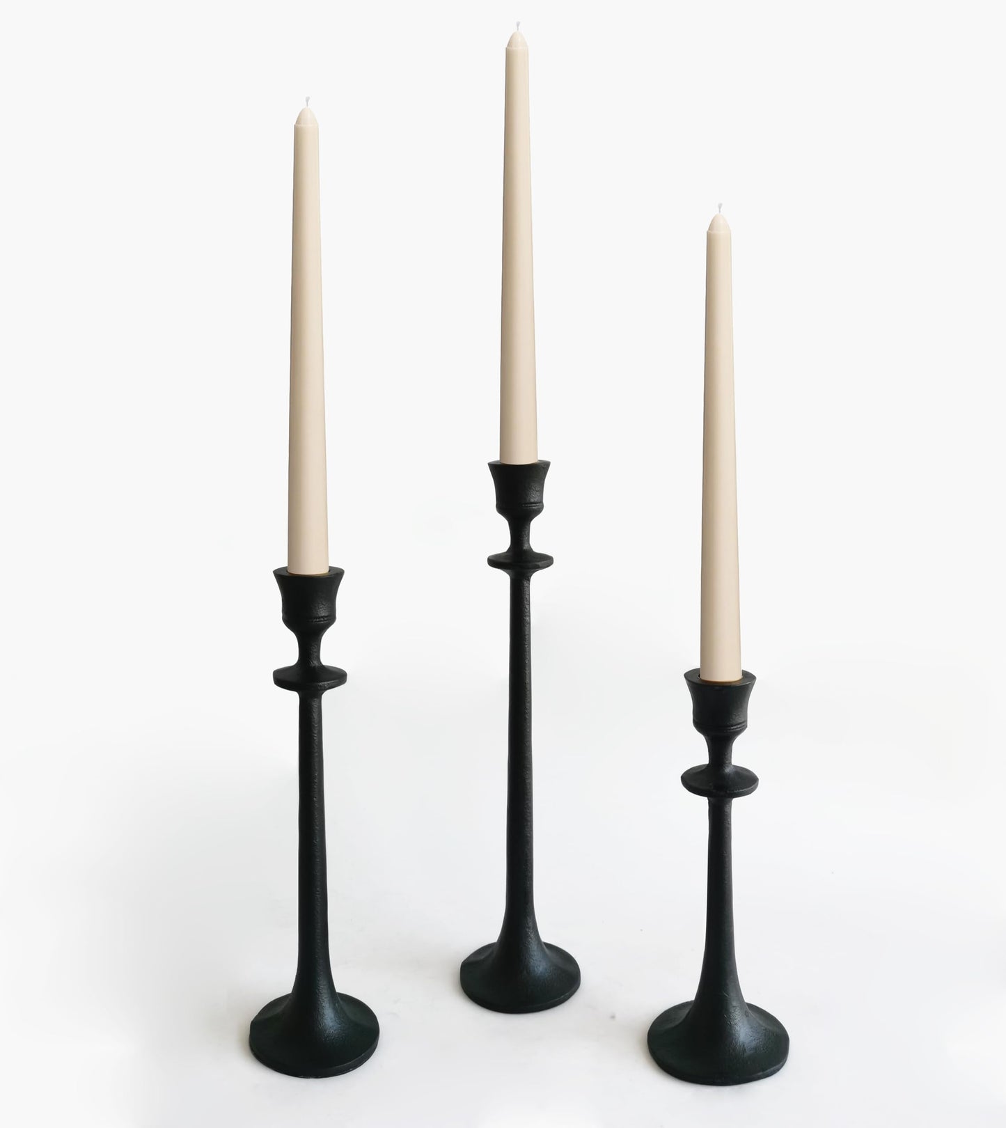 Iron Taper Candle Holder - Set of 3 Decorative Candle Stand - Candlestick Holder for Wedding, Dinning, Party - Black