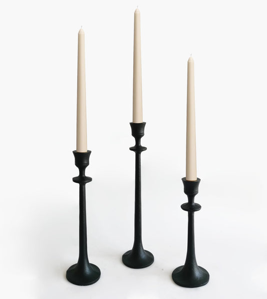 Iron Taper Candle Holder - Set of 3 Decorative Candle Stand - Candlestick Holder for Wedding, Dinning, Party - Black