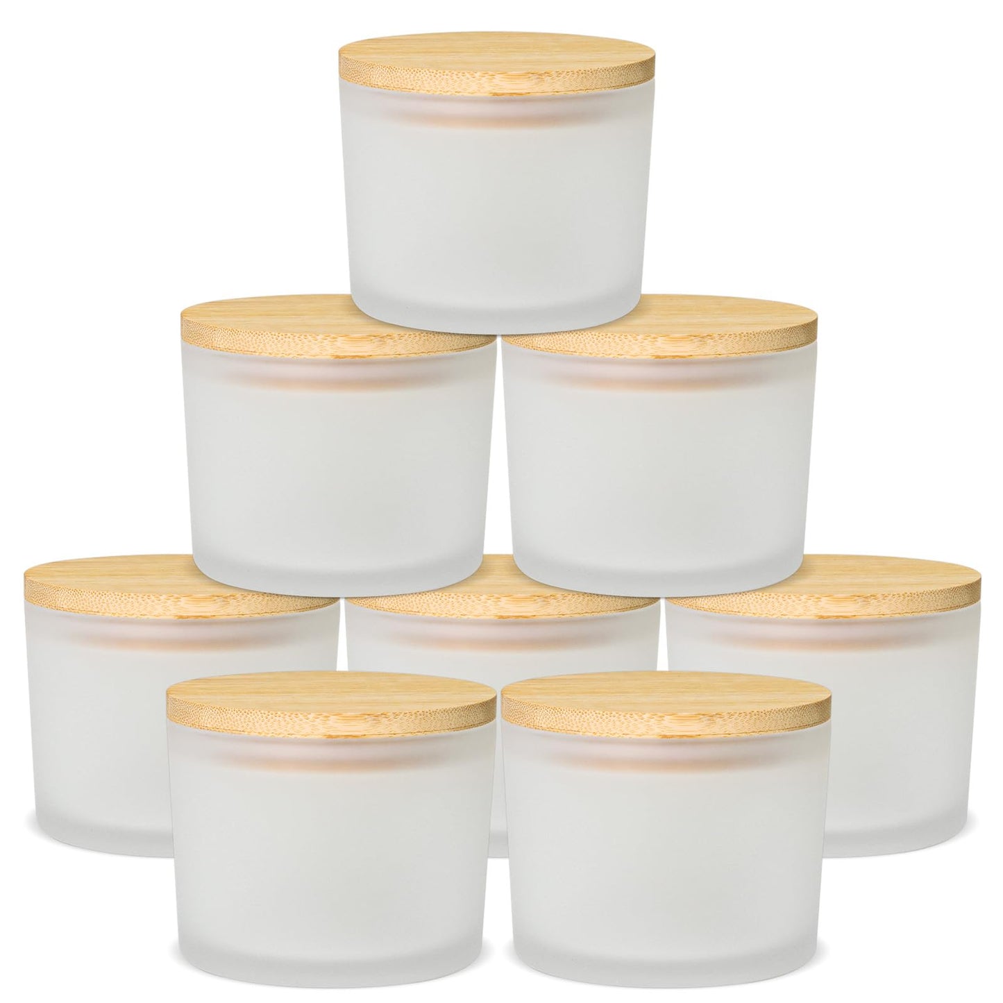 SUPMIND 12 fl.oz Candle Jars, 8 Pack Large Frosted Empty Glass Jars for Candle Making with Bamboo Lids, Wide Mouth Container Bulk, Ideal for Candle Business Owners