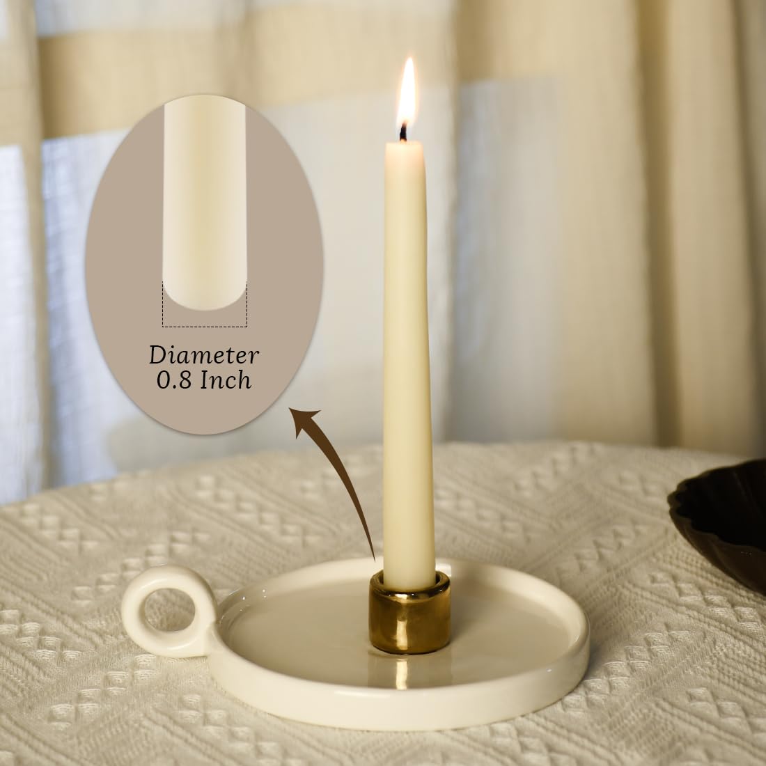 24 Pack Natural Beeswax Taper Candles in Bulk 10 inch Tall - Dripless Candle 100% Pure Unscented Beeswax, 8 Hours Long Burning Time - Off White