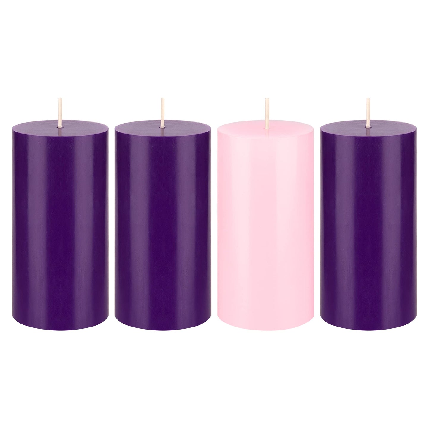 Mega Candles 4 pcs Unscented Christmas Advent Candles Set, Hand Poured Premium Wax Round Pillar Candle 3 Inch x 6 Inch, Holidays, Occasions, Events, Festivities, Devotional, Church, Wreath, Gifts