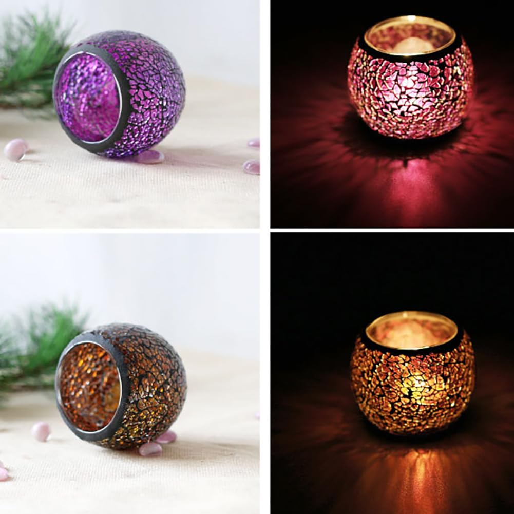 Mosaic Glass Votive Candle Holder, Handmade Tea Light Holder Romantic Candlestick for Vase Pen Holder Romantic Valentine Centerpiece Candle Holder Wedding Party Table Decorations (Blue)