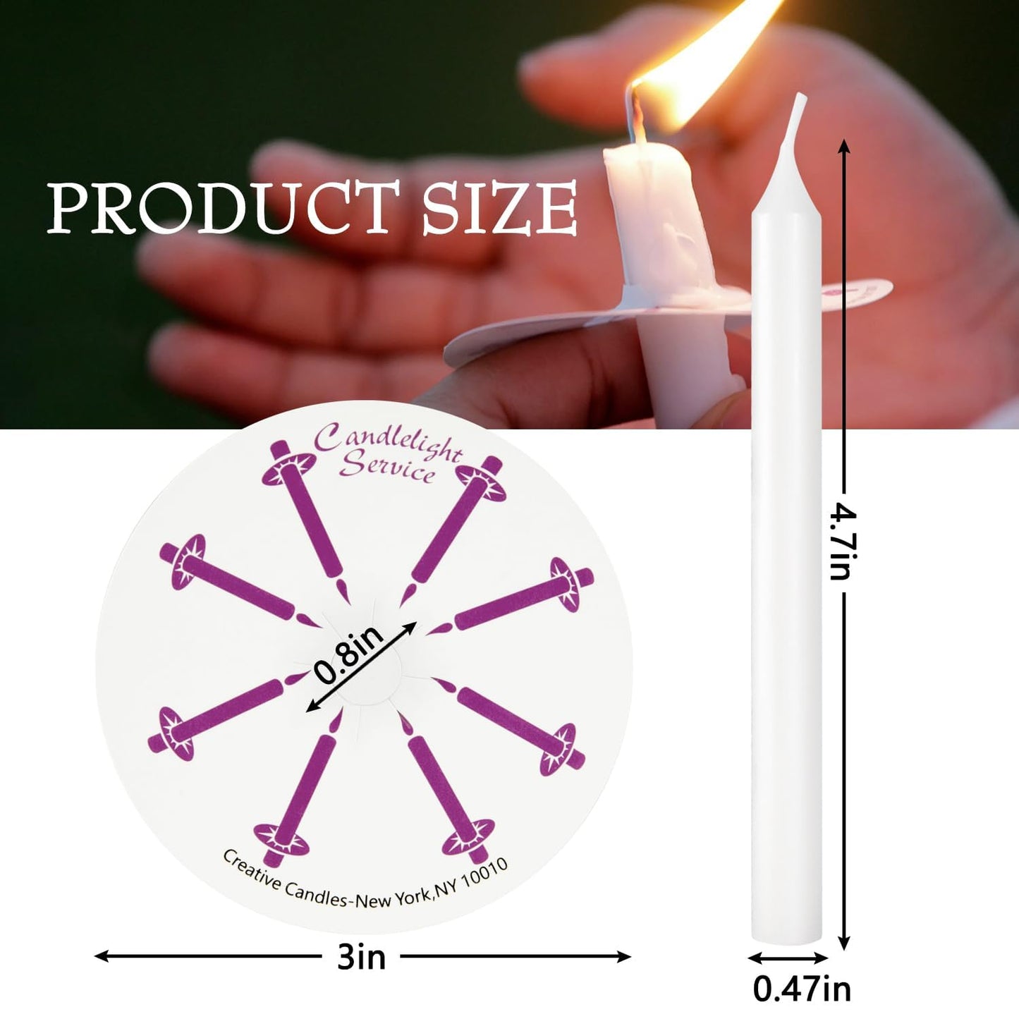 200 Church Candles with Drip Protectors for Devotional Candlelight Vigil Service, Box of 200 Candles,5" H X 1/2" D, No Smoke,Unscented White.