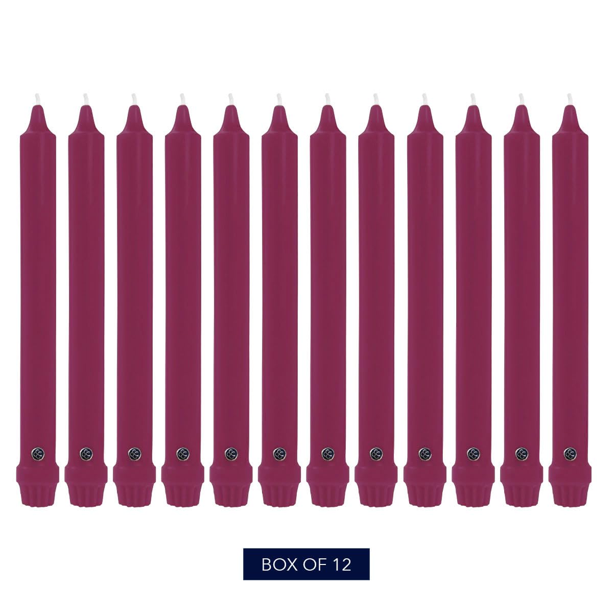 Colonial Candle Unscented Taper Candle, Classic Collection, Mulberry, 12 in, Pack of 12 - Up to 10 Hours Burn