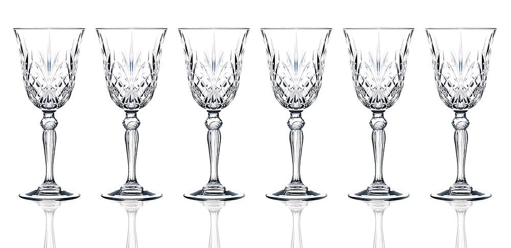 Lorren Home Trends Melodia Crystal Wine Glass Set of 6