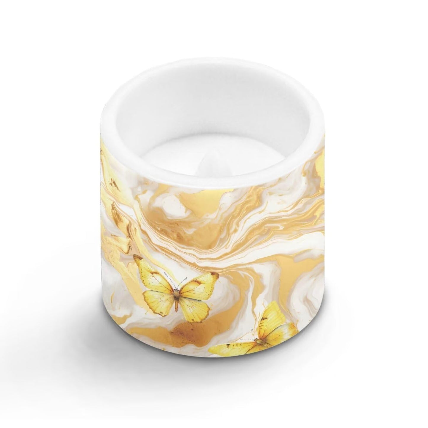 Cozeyat Gold Swirl Marble LED Candles Set of 4 Battery Powered Flameless with Remote Timer Flickering Flame Waterproof for Home Patio Beach Table