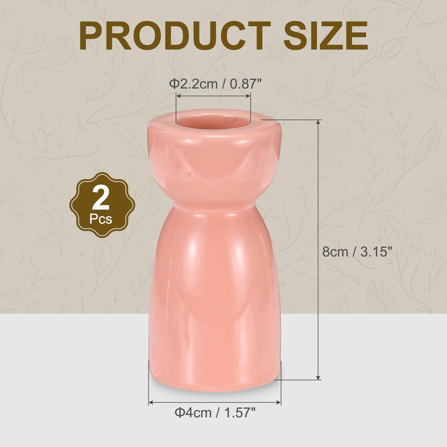 uxcell 2 Pack Candlestick Holder Bright Pink Ceramic Taper Candle Holder Candle Stand Holders Modern Style Decoration for Centerpiece Tabletops Anniversary