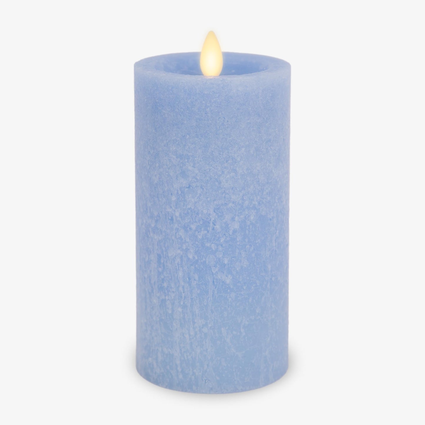 Luminara Sea Glass Flameless Candle, Cornflower 3" x 6.5", Moving LED Flame Pillar with Timer, Battery Operated, Real Wax, Unscented Home Décor