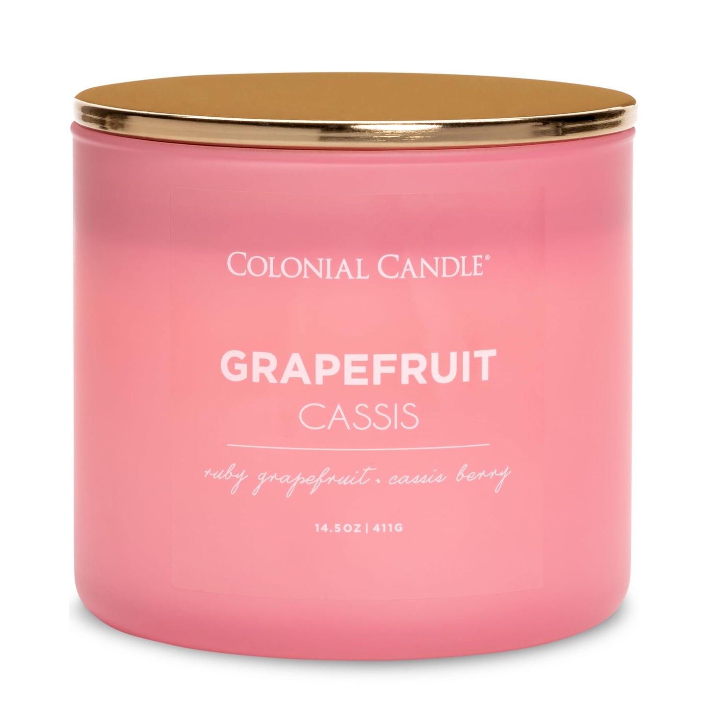 Colonial Candle Pop of Color Grapefruit Cassis 14.5 Oz Scented Matt Glass Jar Candle,Three Premium Cotton Wicks