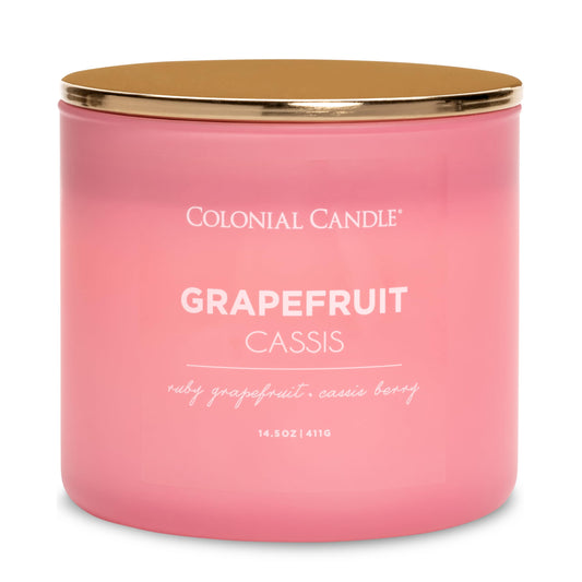 Colonial Candle Pop of Color Grapefruit Cassis 14.5 Oz Scented Matt Glass Jar Candle,Three Premium Cotton Wicks