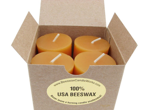 Beeswax Candle Works, 8-Hour TeaLight Refills (Pack of 24) 100% USA Beeswax, NO Cups